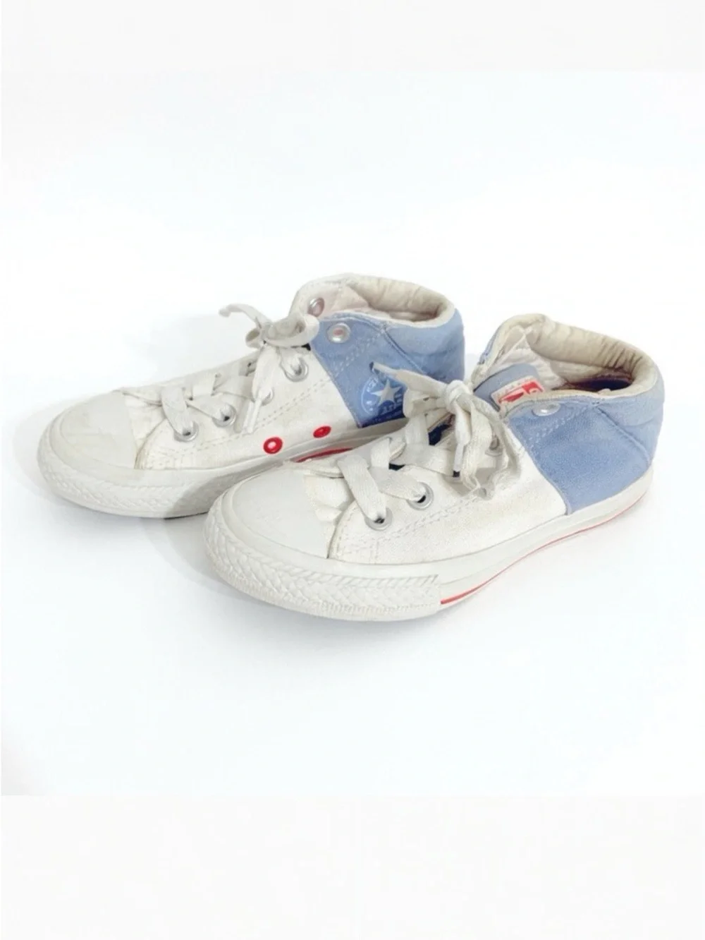 Converse All Star Chuck Taylor Mid Top Lace Up Two Toned Sneakers Blue and White